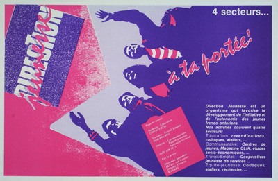 Reproduction d'une affiche de Direction-Jeunesse, ca 1985.