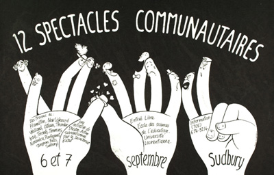 Affiche annon&ccedil;ant l'&eacute;v&eacute;nement 12 spectacles communautaires (1980)