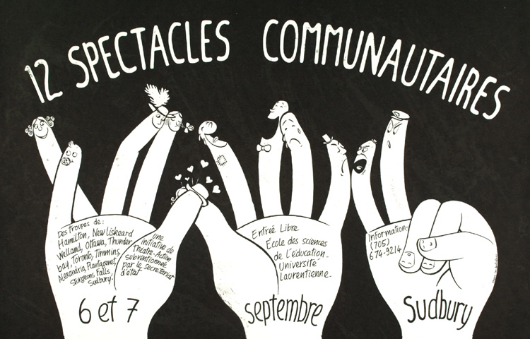 Affiche annon&ccedil;ant l'&eacute;v&eacute;nement 12 spectacles communautaires (1980)