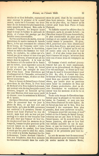 De la prise des Bourgs de la Mission de S. Ignace