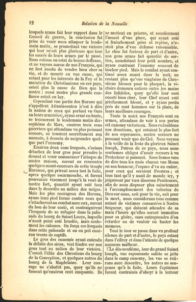 De la prise des Bourgs de la Mission de S. Ignace