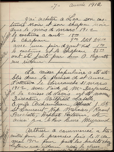 Reproduction de la vingt-deuxi&egrave;me page des souvenirs et r&eacute;miniscences de Louis-Joseph Billy recueillis par S&eacute;raphin Marion, ca 1973