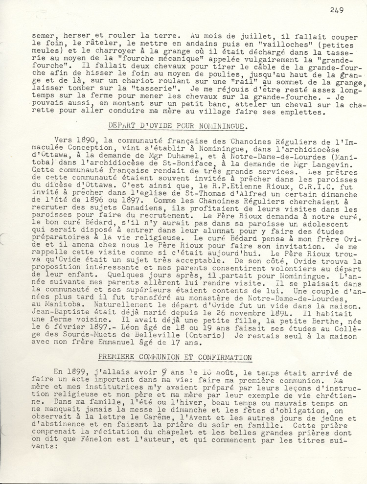 Souvenir de Louis Charbonneau