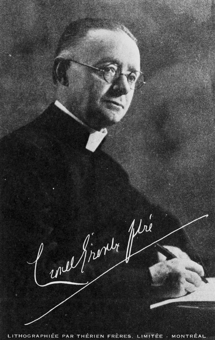 Carte postale repr&eacute;sentant le chanoine Lionel Groulx, 1955.