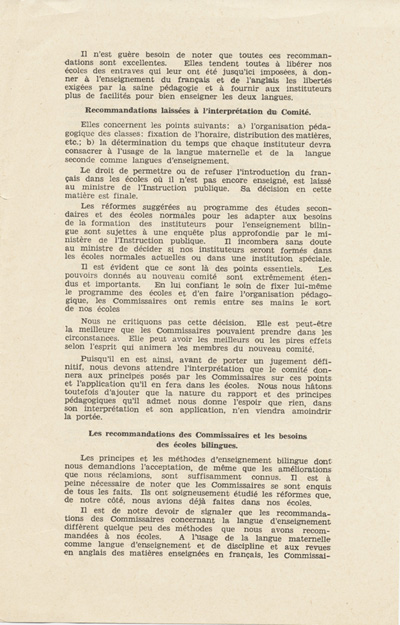 Reproduction de la troisi&egrave;me page du Manifeste de l’Association canadienne-fran&ccedil;aise d’&eacute;ducation d’Ontario aux Franco-Ontariens, 24 septembre 1927.