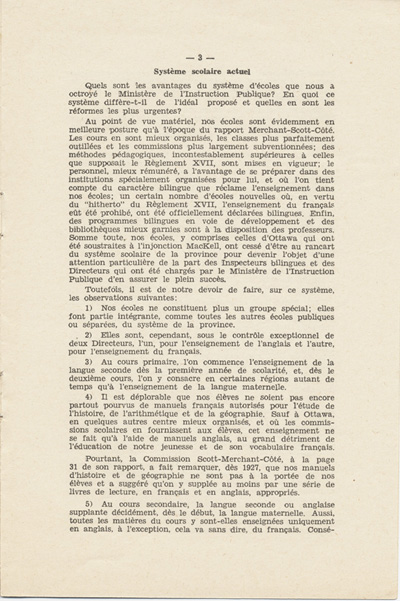 Reproduction de la troisi&egrave;me page de Notre nouveau syst&egrave;me scolaire, m&eacute;moire de l’abb&eacute; St&eacute;phane C&ocirc;t&eacute;, cur&eacute; de Chelmsford (Ontario), pr&eacute;sent&eacute; au congr&egrave;s g&eacute;n&eacute;ral de l’Association canadienne-fran&ccedil;aise d’&eacute;ducation d’Ontario, le 23 octobre 1934, 1934.