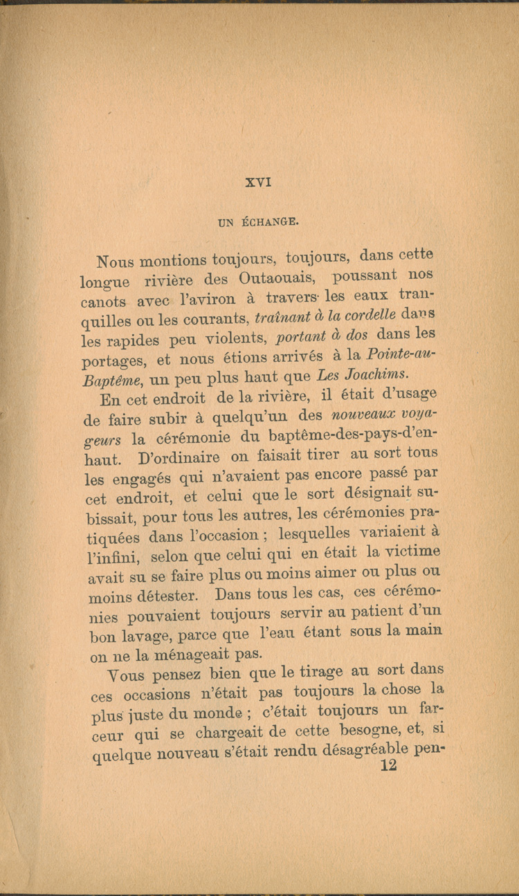 Reproduction de la cent soixante-dix-septi&egrave;me page de Forestiers et voyageurs : moeurs et l&eacute;gendes canadiennes par Joseph-Charles Tach&eacute;, 1884.